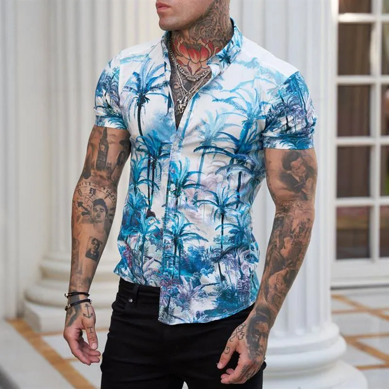 Camisa casual masculina estilo designer de moda camisa flor pode personalizar com qualquer logo301r