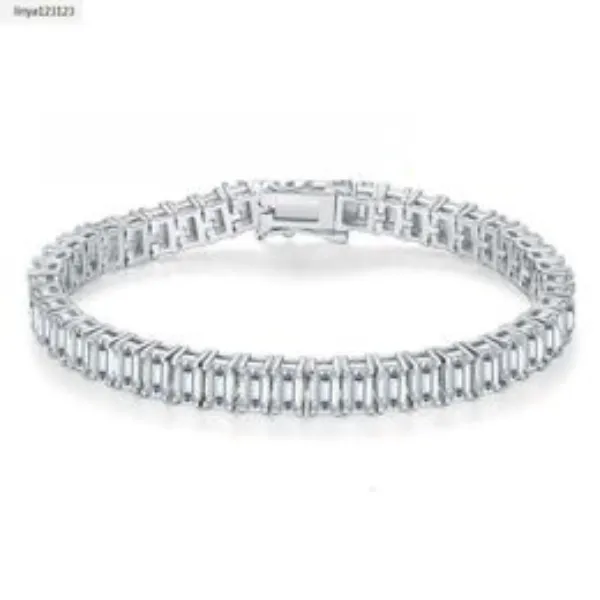 Bracelet en argent 925 moissanite 3*5mm VVS taille émeraude tennis 0,5ct bracelets en chaîne de diamant de laboratoire 3I6B