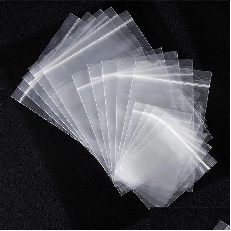 포장 가방 도매 100pcs/로트 플라스틱 지퍼 폴리 가방 10 실크 밀 클리어링 가능한 지퍼 재실리 가능한 저장 가능한 저장 가능한 보관 가방 DHG1U