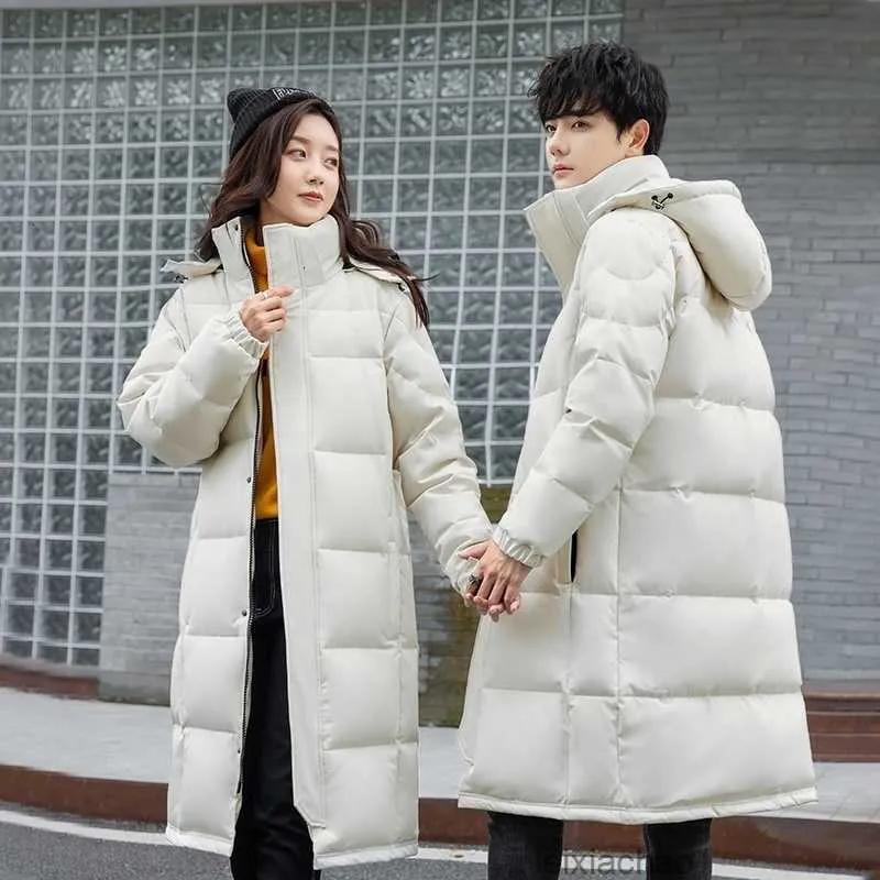 Men's Down Parkas Fashion Couples White Duck Down Jacket Korean Work Clothes Men Lengthened Over Knee Thicken Warm Outdoor Winter Down Coats 221125