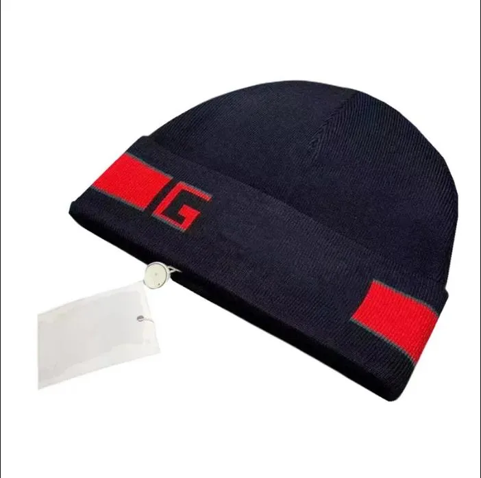 Mäns beanie hattar designer märke med bokstäver rand sträcka varmt par stickat mössa för höst och vinter unisex och mode