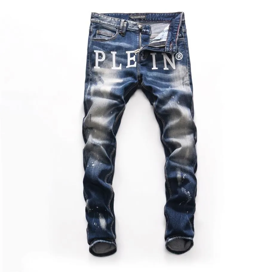 PINK PARADISE PLEIN Classique Mode Homme Jeans Rock Moto Hommes Casual Design Déchiré Jeans En Détresse Skinny Denim Biker eans 157489300k