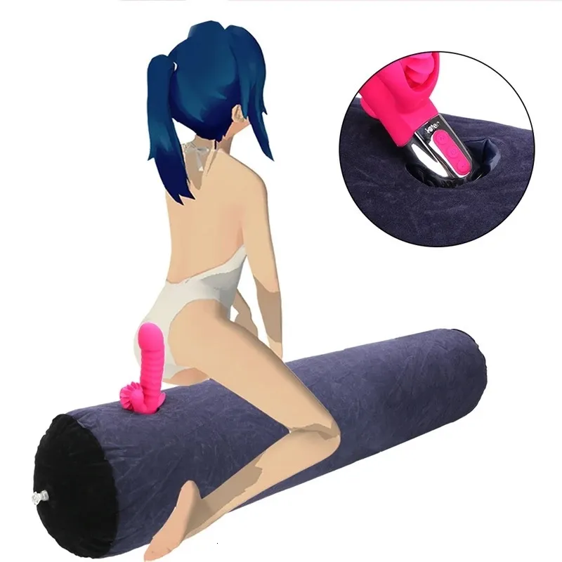 Bondage Women Sex Machine uppblåsbar Bolster Hold Pillow Fixed Vibration Dildo kramar Fast penis Kudde Vuxen Orgasm Masturbation Tool 231010