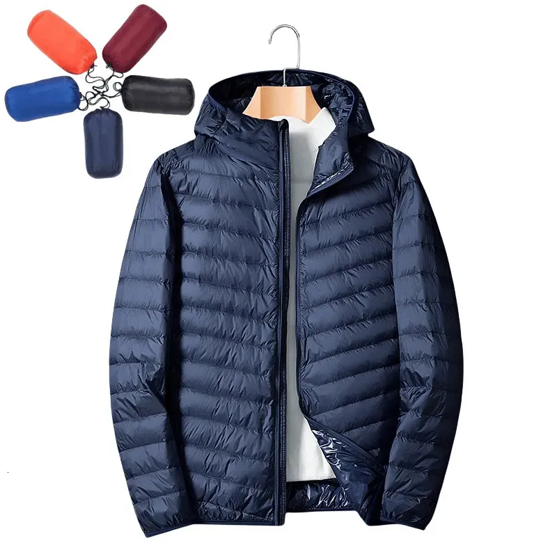 Parkas pour hommes UETEEY Automne Hiver Veste Hommes Ultra Léger Coupe-Vent Imperméable Anti Fouling AntiOil Canard Blanc Portable Manteau À Capuchon Mâle 231010