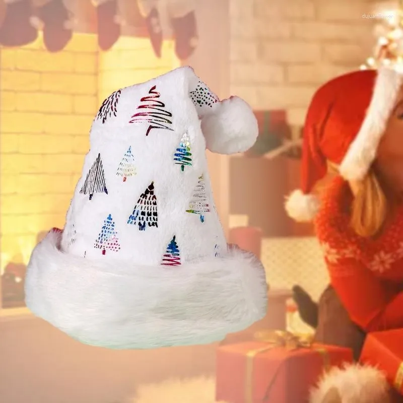 Beralar Noel şapkası Yetişkinler için Yumuşak Peluş Glitter Santa Çocuklar Dekorasyon Po Prop