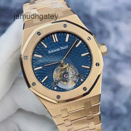 Кварцевые механические наручные часы AP Наручные часы Royal AP Oak Series 26522OR Tourbillon 41 мм Синий сияющий циферблат Механические мужские часы с ручным управлением и гарантией 19 лет