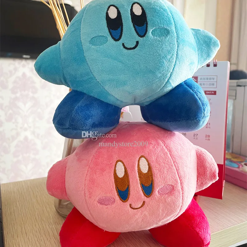 5,9 inch schattig Kirby knuffels 2 STUKS Kirby's Adventure gevulde pop Grappige knuffels Figuurcadeau voor spelfan's verjaardag en Collector Edition pluchen roze blauwe glimlach