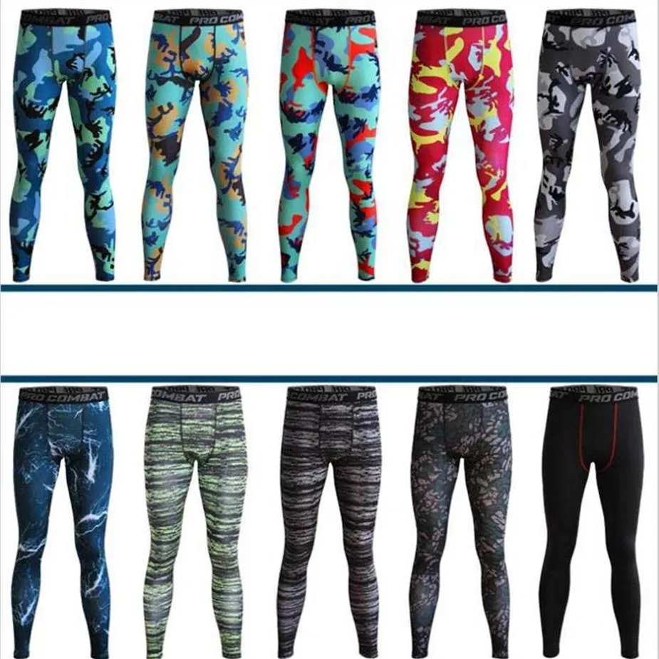 Nouveauté Camouflage élastique Compression serré hommes Sport gymnase Pro Combat basket-ball entraînement course Fitness Pants280Q