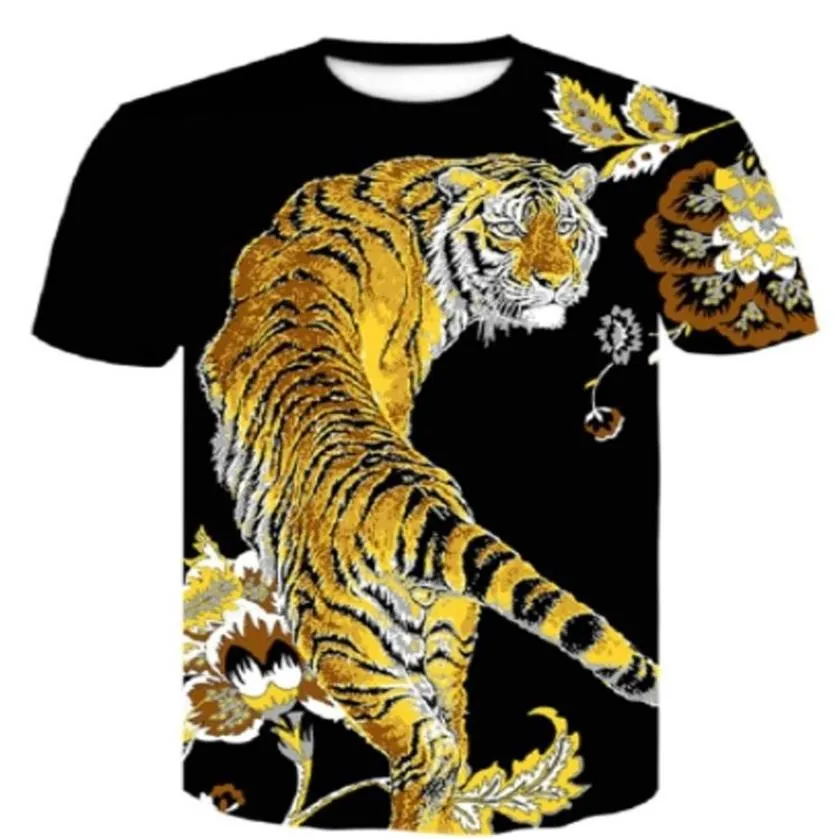 Tiger t shirt män anime porslin 3d tryck t-shirt hip hop tee coola herrkläder sommar stor storlek top2407