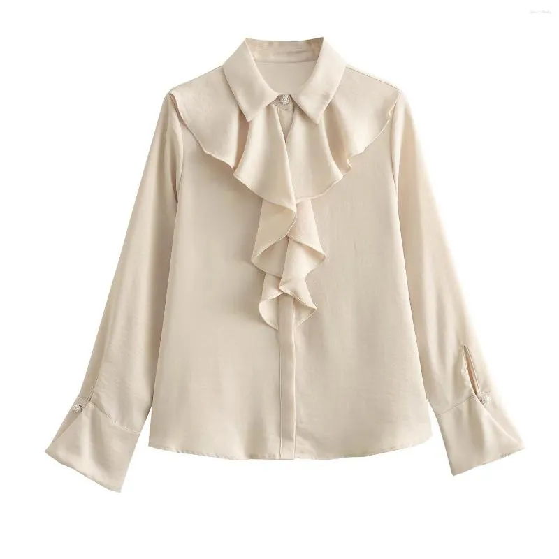 Women's Blouses VANOVICH Europe And America Style Autumn 2023 Chiffon Pearl Button Long Sleeve Solid Color Casual Shirt Elegant Loose