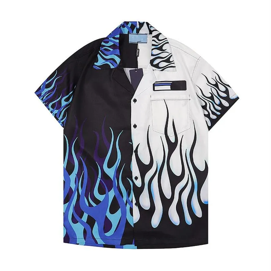 Lyxdesigner skjortor herr mode tiger bowling skjorta hawaii blommor casual skjortor män smala passar kort ärm klänningskjorta 20262e