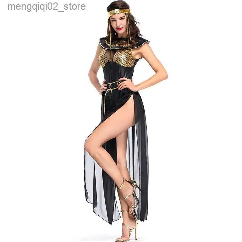 Temadräkt Deluxe Cleopatra Come Sexy Women Ancient Egyptian Farao Clothing Adult Halloween Party Cosplay Egypt Queen Long Dress Q231010