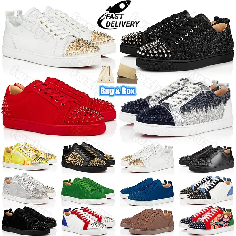 Zapatos de vestir de diseñador Hombres Mujeres Cristianos Zapatillas de deporte de fondo rojo Lujos Corte de cuero Mocasines de cuero Vintage Remaches de moda Zapato con cordones Zapatillas planas