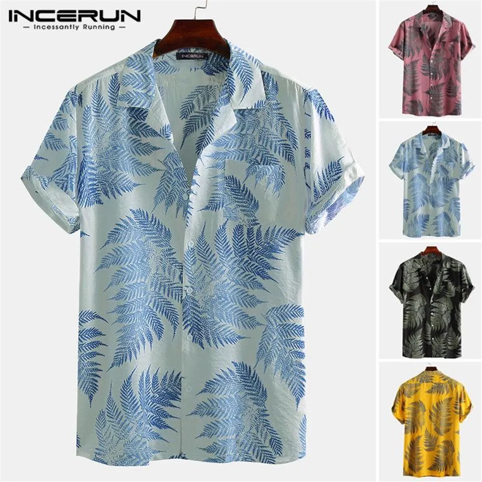 Incerun Summer Printed Men Hawaiian Shirt Short Sleeve Lapel Casual Beach Tropical Shirts 2020 Holiday Camisas Hombre Streetwear251o