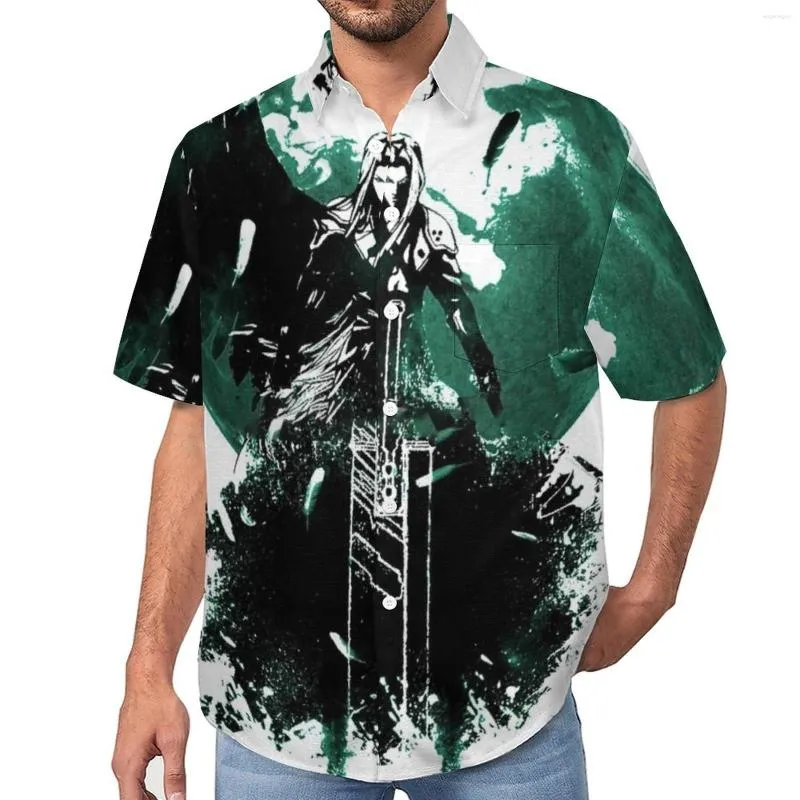 Chemises décontractées pour hommes Sephiroth Final Fantasy VII Chemise Cloud Cool Man Game Wing Half Vacation Loose Hawaii Blouses Tops à manches courtes