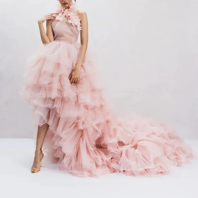 Gonne Affascinante gonna da donna alta bassa rosa cipria Gonna extra gonfia in tulle a strati per feste di ballo con strascico lungo elastico maxi NO TOP