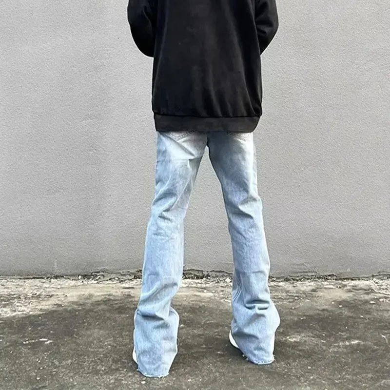 Мужские джинсы 2024 Y2k Модные мешковатые расклешенные брюки на молнии в стиле ретро Мужская уличная одежда Хип-хоп Широкие прямые джинсовые брюки Ropa Hombre 231009 Winter01 516