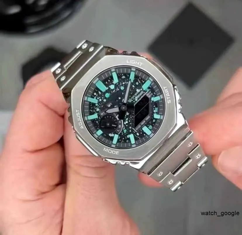 Relojes automáticos hombres Choque de lujo original GM-B2100 Sports Digital Quartz Unisex Watch Aloy Led Dial Time Tiempo Full Functional Oak Series
