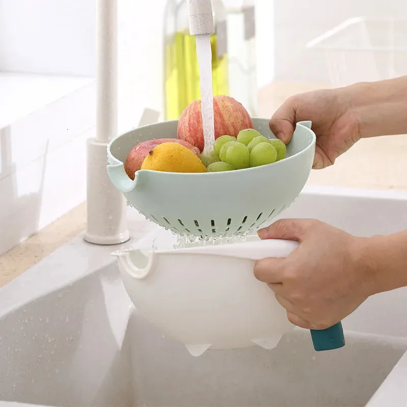 Annan hemlagringsorganisation 3in1 Watersaving Balance Colander tvättkorg silar skålar dränering grönsaksrengöring av tolveldragare 231009