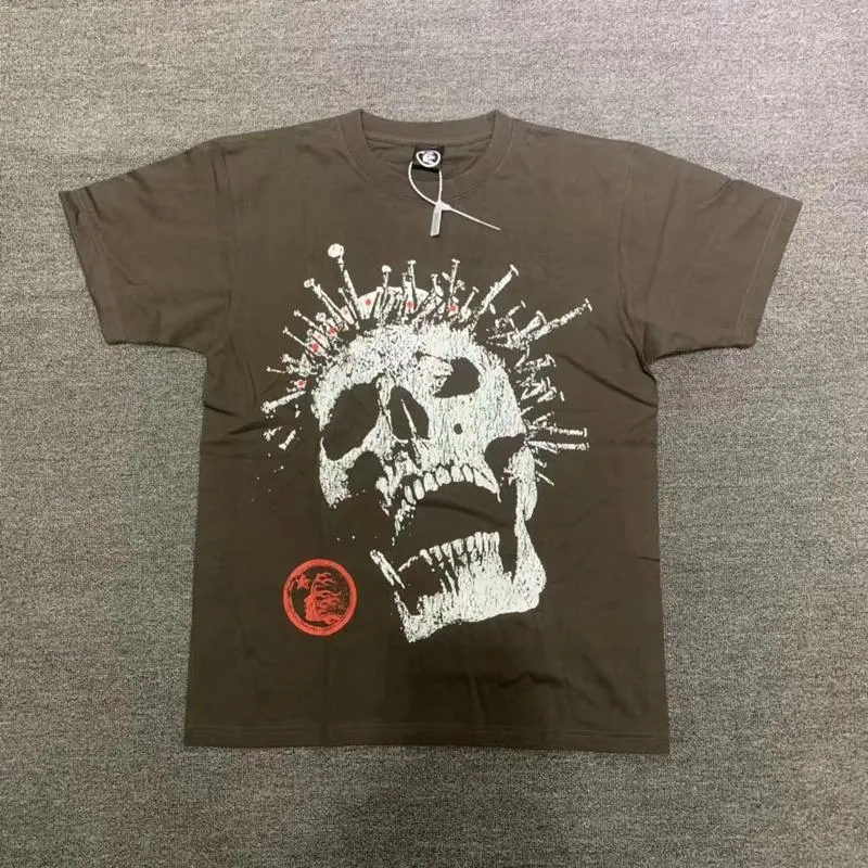 Heren T-shirts Gothic Nail Skull Print Korte mouwen Dubbelzijdig Patroon Hoogwaardig T-shirt voor mannen en vrouwen Shirt Casual Top