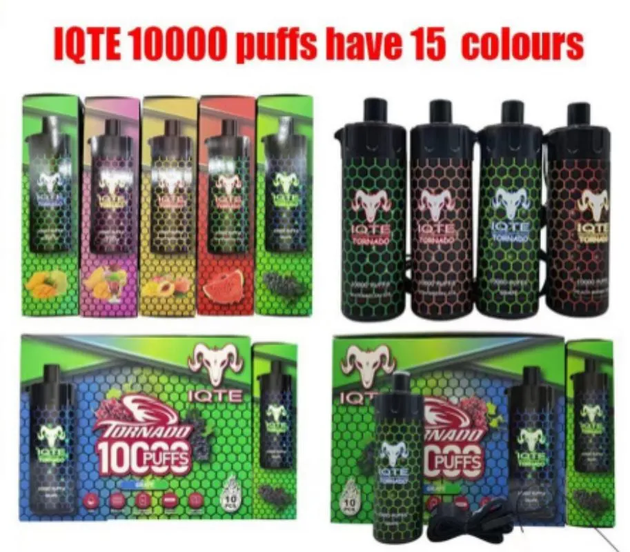 Original 100 % IQTE 10000 PUFFS E Cigarettes 2% Prefilled device disposable vape Authorized 10 flavors in stock