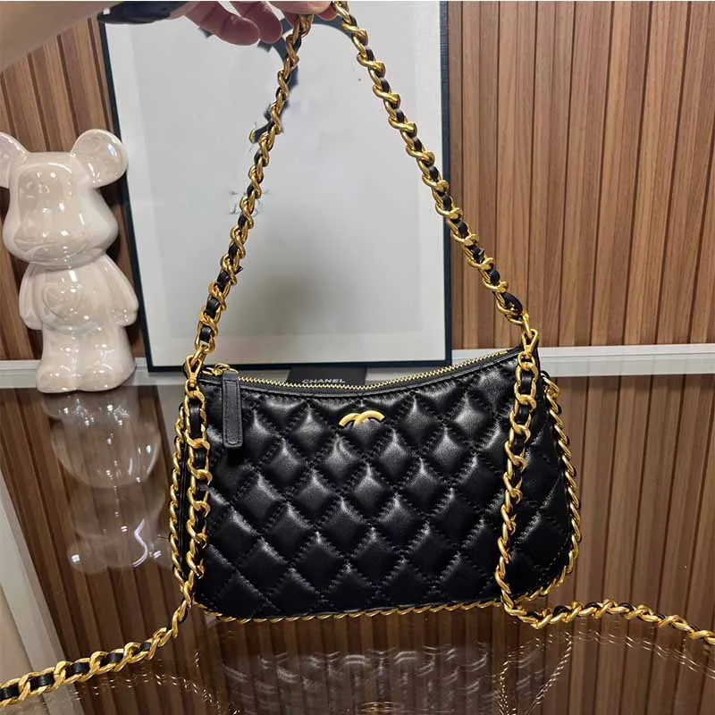 Handbag Women designer bag Luxury wallet Leather shoulder bagS fashion Woven chain unique process Clutch crossbodybag simple Diamond Lattice black purse