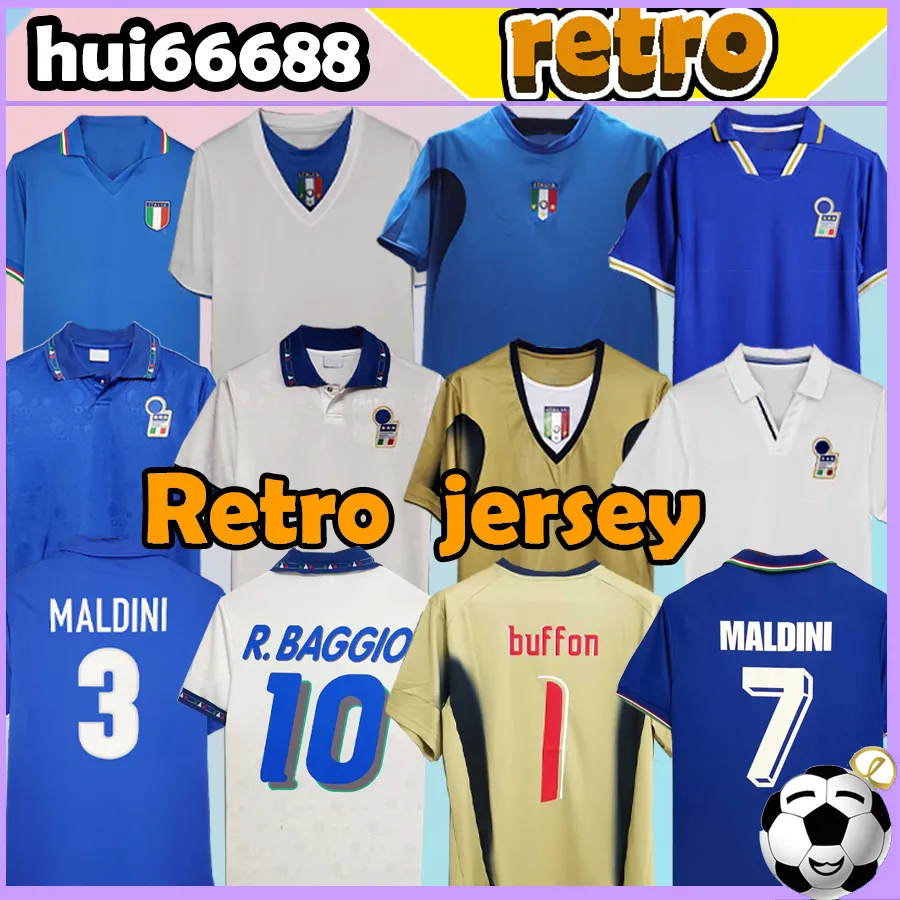 1982 86 06 Retro soccer Jerseys TOTTI DE ROSSI ItalyS Vialli 1982 86 94 96 98 00 06 PIRLO R. BAGGIO MALDINI BUFFON DEL PIERO GATTUSO men Football Shirts