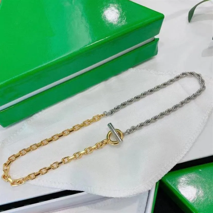 Collar de cadena de mujer con empalme de plata y oro de acero y titanio de diseño italiano, regalo de vacaciones personalizado a la moda, 321V