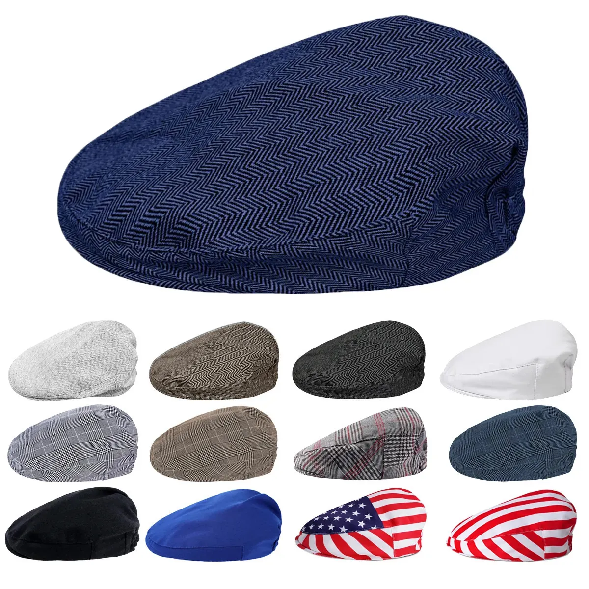 Gorras Sombreros Bebés Niños Sombrero plano Niños Niño Elástico Herringbone Boinas Niños sboy Cap Niño Día de la Independencia 4 de julio 231009