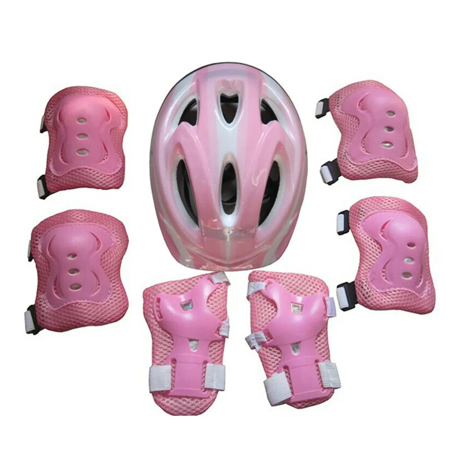 Joelheiras de cotovelo 7pcs meninos meninas conjunto de equipamentos de proteção prático skate ciclismo protetores de pulso capacete de segurança joelheiras à prova de choque skate 231010
