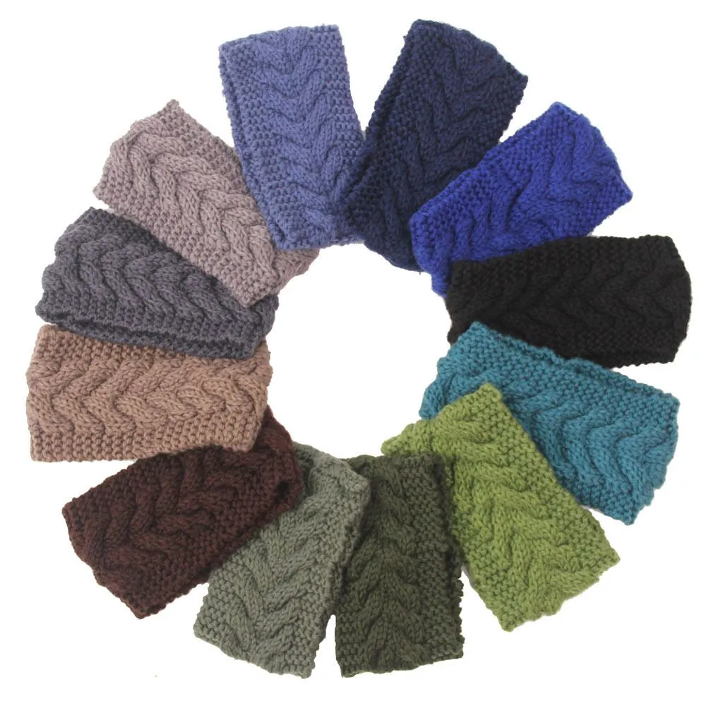 Designer Cable Knitted Headband Womens Beanies Winter Sports Yoga headpiece Ladies Acrylic Hair Band Winter Ear Warmer Girls Headwrap Plain Ear Muffs