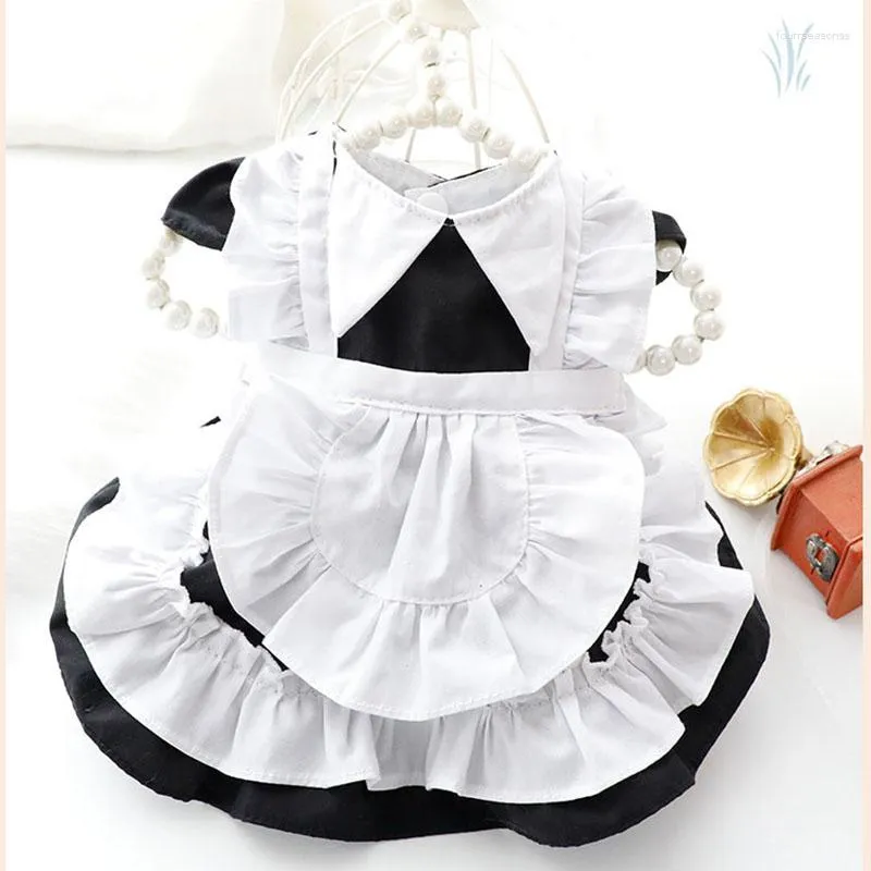 Dog Apparel Summer Pet Lovely Princess Dress Breathable Thin Cotton Material Maid Lolita Skirt Small Medium Cat Clothing