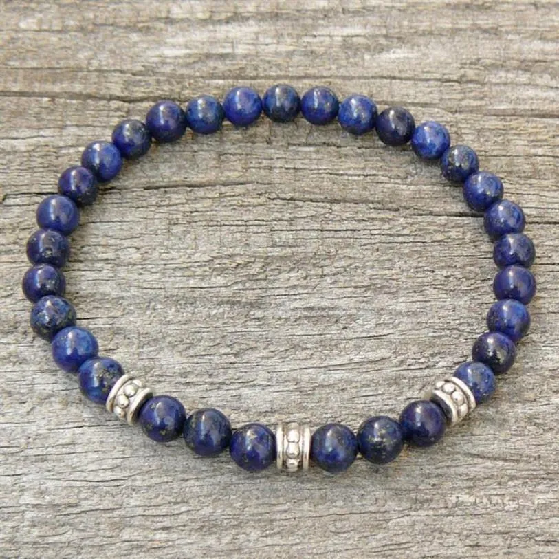 SN0326 Fashion Mens 6mm Beads Bracelet Lapis Lazuli Bracelet Womens or Mens Natural stone Stretch Bracelet Beaded Jewelry2395