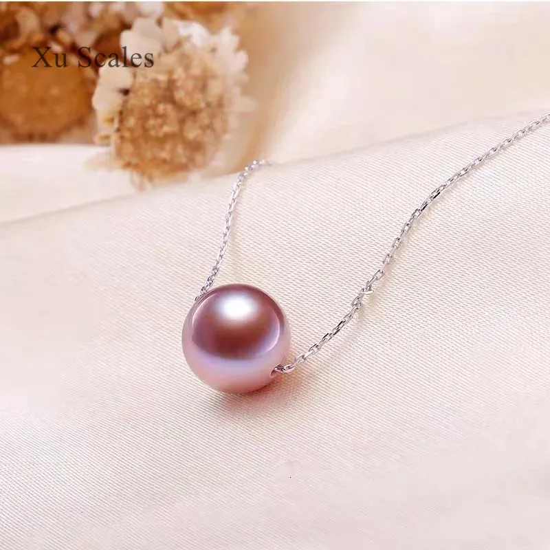 Pendant Necklaces Single Edison Pendant Strong Light Natural Freshwater Pearl Necklace Passepartout Chain Adjustable Length Delicate Gift for Girl 231010