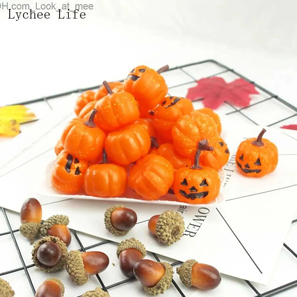 Other Event Party Supplies Halloween 8/16PCS Plastic Grimace Pumpkin Ornaments Simulation Scale Model Fake Miniature Mini Ornament Home Decor Q231010