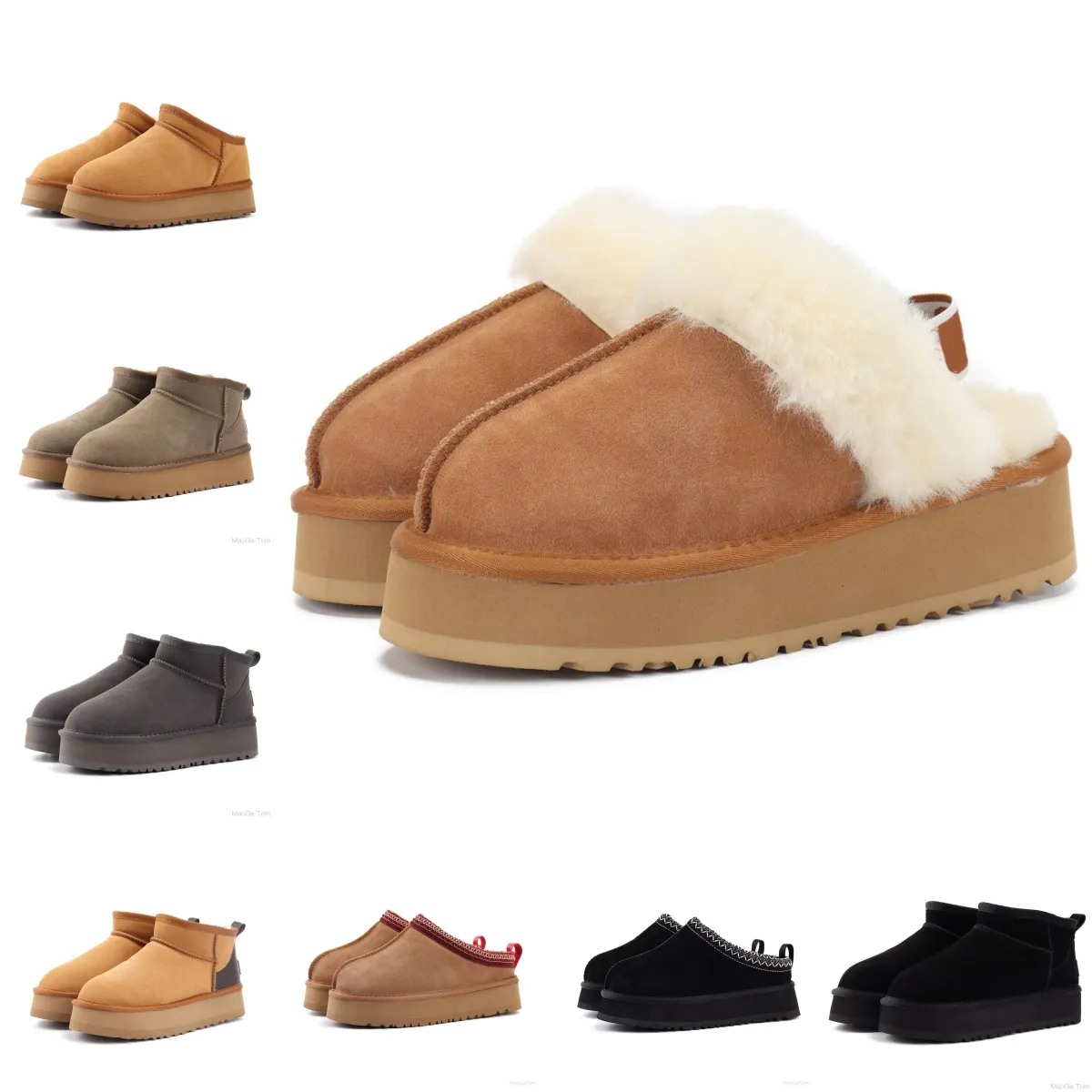 Diseñador para mujer Tasman Boots UG Piel de castaño Piel de oveja Tazz Botines para mujer Australia Ultra Mini Plataforma Slide Botas para la nieve Zapatos de bota de invierno