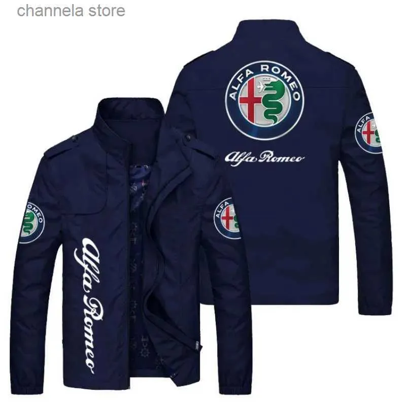 Erkek Ceketler 2023 Yeni Katlar Top Bahar ve Sonbahar Erkekler Alfa Romeo Araba Ayakta Yaka Sıradan Sweatshirt Uzun Kollu Fermuar HARDIGAN Erkekler T231010