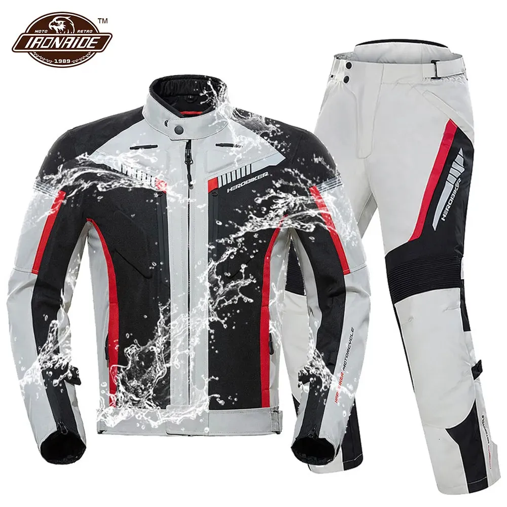 Men's Jackets HEROBIKER Waterproof Motorcycle Jacket Man Racing Suit Wearable Motorcycle JacketMotorcycle Pants Moto Set With EVA Protection 231010