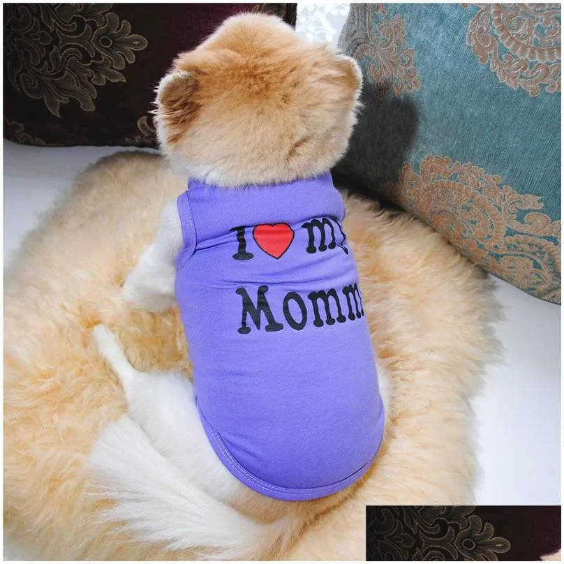 Dog Apparel 6 Colors Dog Clothes Like Daddy And Mommy Puppy Shirts Solid Color Small Dogs T Shirt Cotton Pet Supplies Outwear Wholesal Dhyfg
