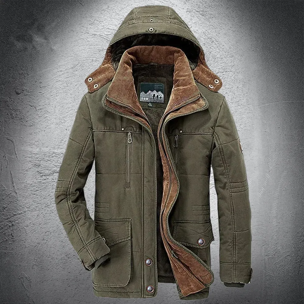 Parkas pour hommes de veste d'hiver masculine parka extérieure plus velours épais vestes de poche chaudes parkas masculins masculins