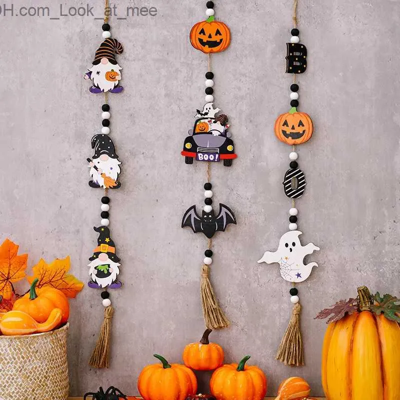 Other Event Party Supplies Halloween Pumpkin Bat Hanging Pendant Bead String Tassel Spook Witch Drop Ornament Happy Halloween Day Party Decors For Home Q231010