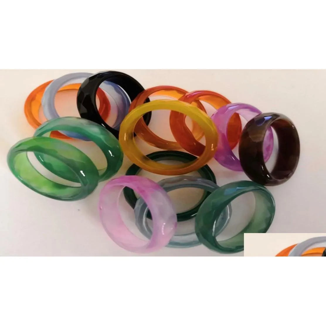 Anelli a fascia 100 pezzi gioielli Mticolor corniola agata donne ragazze anelli colori misti Bk confezioni Whole2903265 anello gioielli Dhiy8