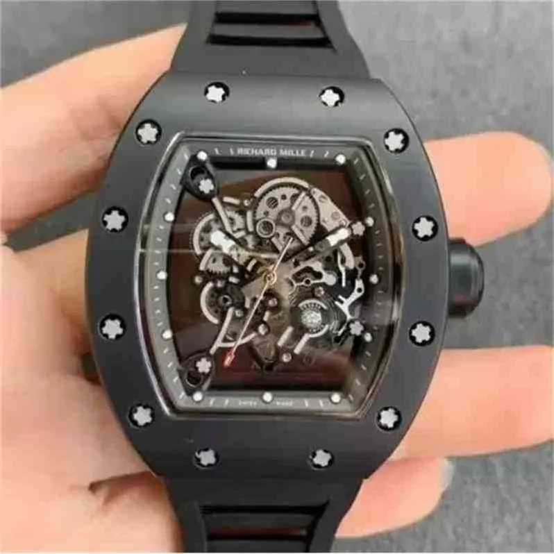 Роскошные часы Richaremill Carbon Sapphire Textile Rubber Tourbillon Y Механические наручные часы Factory multi-function Skull Rm030 Мужские 2023 Стиль ZRTS