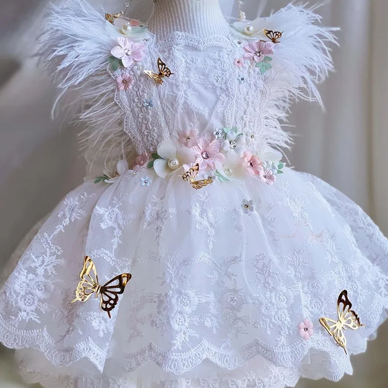 Robe de bal en dentelle pour tout-petits, robes de demoiselle d'honneur à volants superposés, passepoil, violet, petits paillettes, robe de concours de filles, robe de concours de filles en plumes, robes d'anniversaire à volants en cascade