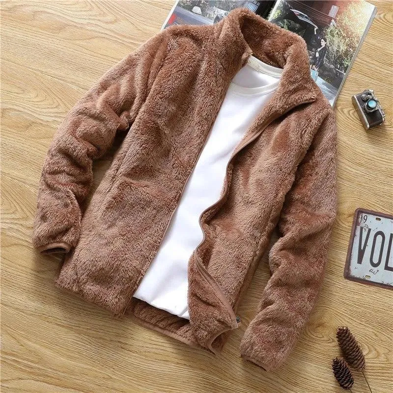 Herenjassen Coral Fleece Warme Jas Trend Winkelen Winterversie Slanke 2023 Casual Faux Fur Jas Mannelijke Kleding 4xl