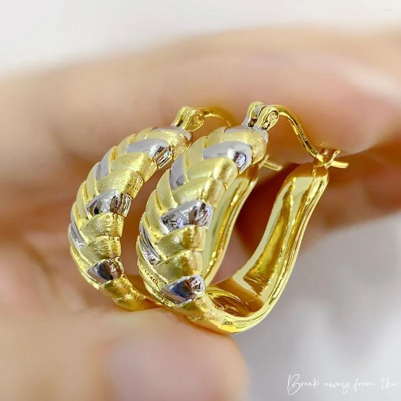Orecchini pendenti MADALENA SARARA Modello a corda lavorata a maglia da donna Gancio in oro 18 carati Duro colore diverso Au750