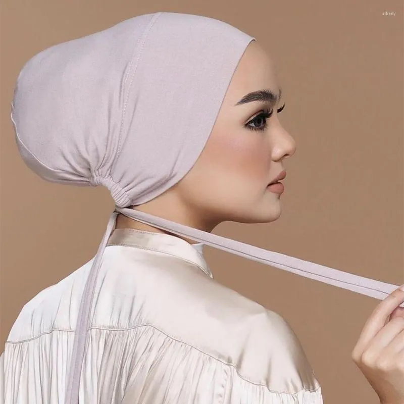 Ethnic Clothing Soft Modal Muslim Turban Hat Inner Hijab Caps Islamic Underscarf Bonnet India Female Headwrap Can Be Adjusted Turbante Mujer