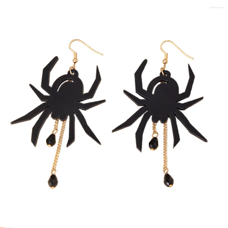 Ohrstecker Persönlichkeit Halloween Acryl Schwarze Spinne Lange Weibliche Schmuck Pendientes Colgantes