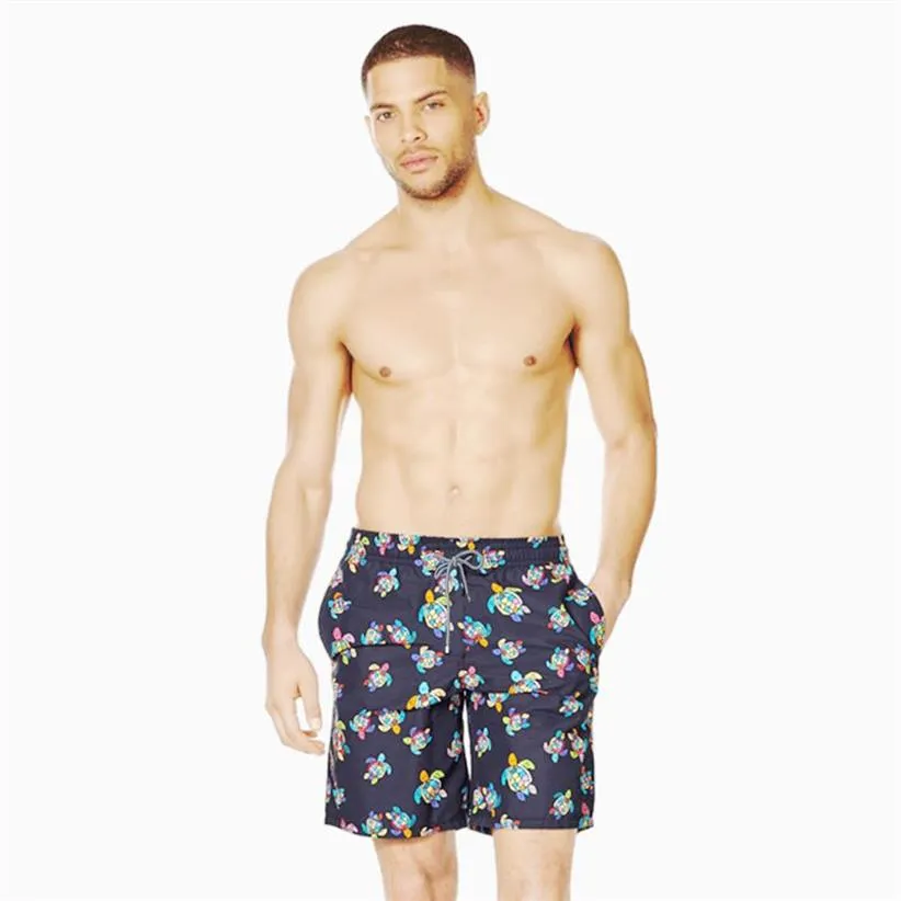 Vilebre Brand Board Shorts Men Bermuda Vilebre Turtle Printing Man Boardshort 100% Quick Dry Men's Swimwear V070211346M