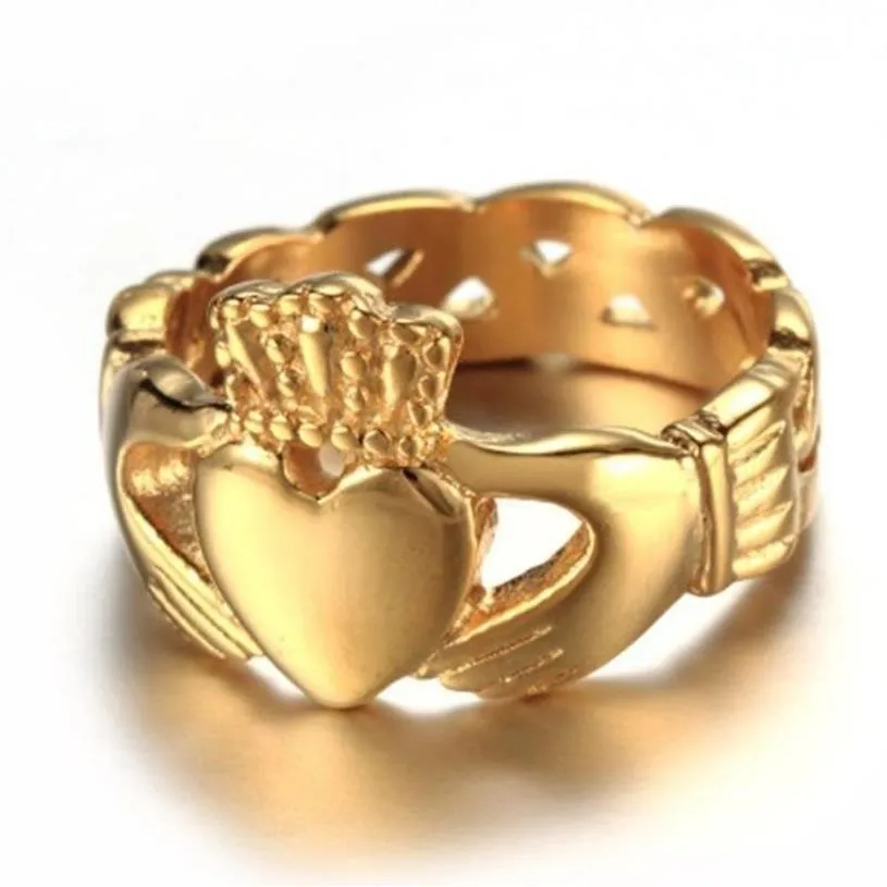 Bröllopsringar klassiska Nordirland Style Claddagh Heart Love Ring Glamour Ladies Party Jewelry2832